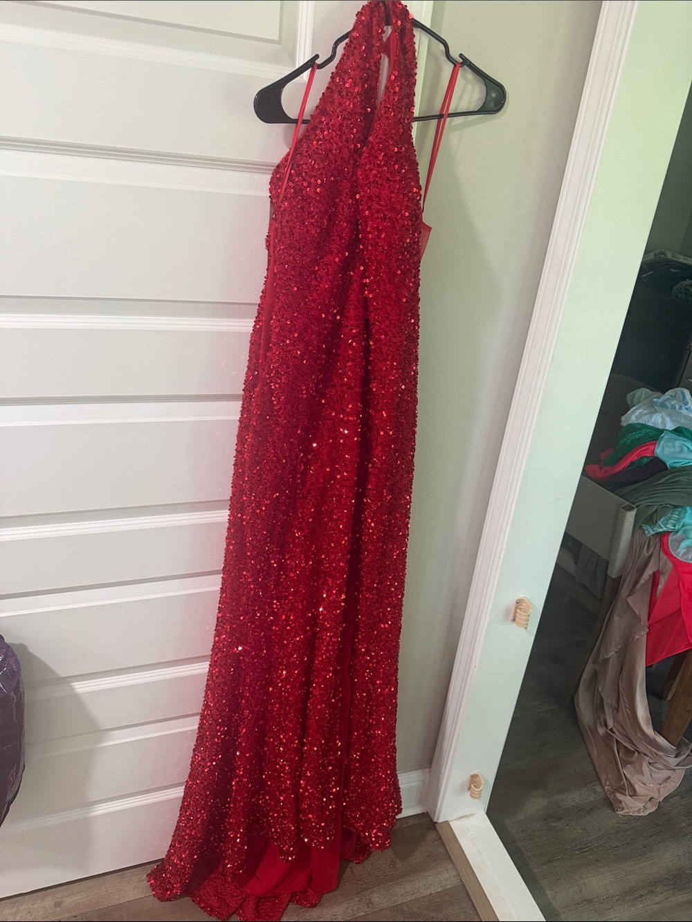 Cinderella Divine Red Sequin Halter Gown